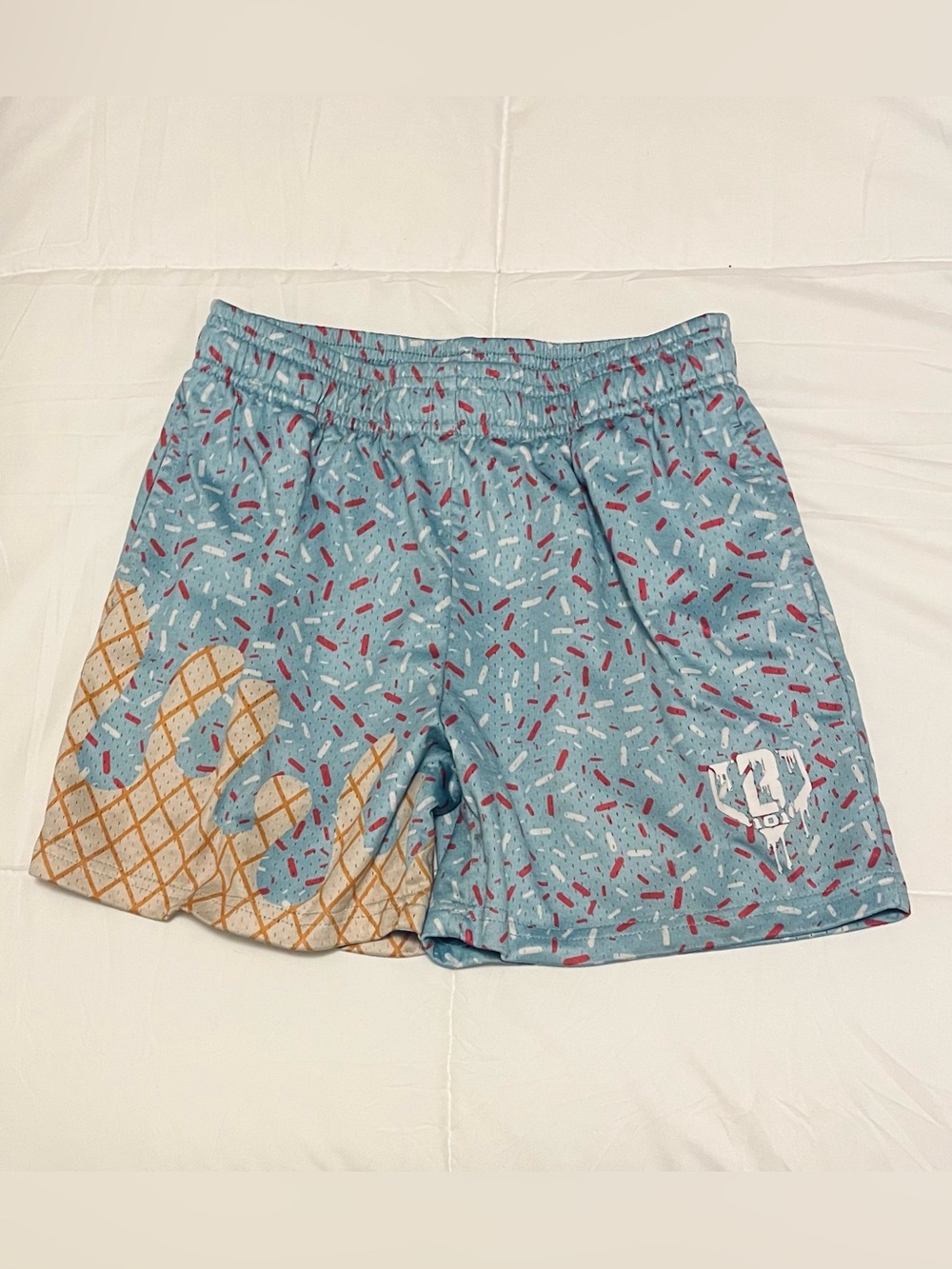 BL101 Light Blue Ice Cream Drip Shorts YL